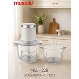 Musullu MSL-1228-2 650 W 2 L Cam Hazneli Doğrayıcı Rondo - Gümüş