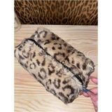 Mute Bag 00's Leopard Peluş Makyaj Çantası / Leopar Peluş Makyaj Çantası (20*10)