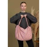 Mute Bag Angelic 00S Shopper Bag Fermuarlı, Astarlı , Kumaş, Kol ve Omuz Çantası / Okul & Günlük(32x36) - Açık Pembe