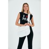 Mute Bag Beyaz Toscana / Beyaz Renk Peluş Kapaklı Postacı Çapraz Askılı Omuz Okul Çantası