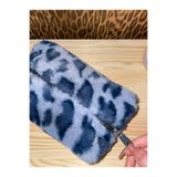 MUTE BAG Blue Leopard Peluş Makyaj Çantası/Mavi Leopar Peluş Makyaj Çantası (20 * 10) Mavi