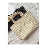 MUTE BAG Çizgili Kanvas Tote çanta/Kadın Omuz Çantası (40 * 28) (Sap 60 cm) Siyah beyaz İnce Çizgili