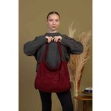 Mute Bag Claret Red / Bordo 00S Shopper Bag Fermuarlı, Astarlı , Kumaş, Kol ve Omuz Çantası / Okul & Günlük(32*36)