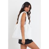 MUTE BAG Cloud Laptop Tote/Kadın Peluş Toscana Bilgisayar Çantası 42x34 Sap 65 Cm Beyaz