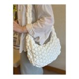 MUTE BAG Cluody Bag Beyaz Kapitone/Quilted Crossbody Çapraz Askılı baget Okul Çanta (BOY:27 EN:41 SAP:90) Beyaz