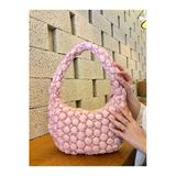 Mute Bag Cluody Bag Pink Baget Kadın Kapitone / Quilted Puff El Ve Omuz Çantası Boy:25 En:35 Sap:60 Cm
