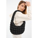 Mute Bag Cluody Bag Siyah Baget Kapitone / Quilted Bulut El Ve Omuz Çantası Boy:25 En: 35 Sap: 60 Cm - 000-Siyah