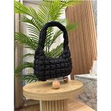 Mute Bag Cluody Bag Siyah Baget Kapitone / Quilted Bulut El Ve Omuz Çantası