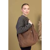 Mute Bag Cookie 00S Shopper Bag Fermuarlı, Astarlı , Kumaş, Kol ve Omuz Çantası / Okul & Günlük(32*36) - Acı Kahve