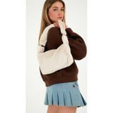 Mute Bag Cream Toscana Halkalı Baget Çanta / Krem Peluş Omuz Ve El Çantası