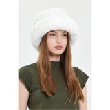MUTE BAG Cupcake Kışlık Kadın Trend Peluş Cloud Suni Kürk Peluş Bucket Şapka (58-60 CM) Beyaz