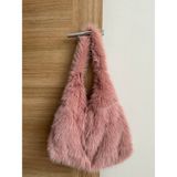 Mute Bag Fluffy Mellow Rose Tote Kadın Peluş Omuz Çantası (28*44) - Gül Kurusu
