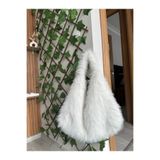 Mute Bag Fluffy Mellow White Tote Kadın Peluş Omuz Çantası (28*44) - Beyaz