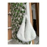 MUTE BAG Fluffy Mellow White Tote Kadın Peluş Omuz Çantası (28*44)