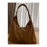 MUTE BAG kahverengi Süet Kadın Shopper Omuz Çantası Yumuşak Form Vintage Model Tote Çanta (28*44)