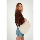 MUTE BAG Krem Toscana/Krem Renk Peluş Kapaklı Postacı Çapraz Askılı Omuz Okul Çantası Bej
