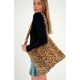 Mute Bag Leopar Toscana Tote Çanta / Kadın Peluş Tote Okul Çantası