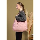Mute Bag Lolita 00S Shopper Bag Fermuarlı, Astarlı , Kumaş, Kol ve Omuz Çantası / Okul & Günlük(32x36) - 01P-Pembe