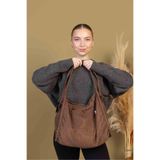 MUTE BAG Mute Bag Cookie 00s Shopper Bag Fermuarlı Astarlı Okul Omuz Çantası (32/36) Kahverengi