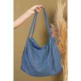 MUTE BAG Mute Bag Deep In Blue 00s Shopper Bag Fermuarlı Astarlı Okul Omuz Çantası (32/36) Mavi