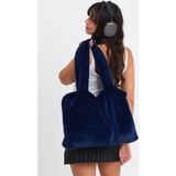 Mute Bag Night Blue Laptop Tote / Kadın Peluş Toscana Bilgisayar Çantası 42X34 Sap 65 Cm