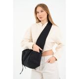 Mute Bag Süet Black Tote Bag / Siyah Çapraz Kullanıma Uygun Süet Kadın Omuz Çantası (50*30) - 000-Siyah