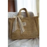 MUTE BAG Victoriaa Bohem Hasır Çanta / Yazlık & Plaj kadın el ve Omuz Çantası(25*28 SAP 50 CM)