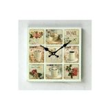 Mutfak Ahşap Duvar Saati – Mb Kare Kahve Temalı | 30x30x3,5 Cm