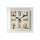 Mutfak Ahşap Saatler – MB Kare Avrupa Şehirleri Temalı Duvar Saati | 30x30x3,5 CM