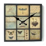 MUTFAK › AHŞAP SAATLER › Saatler-MB KARE KANATLILAR TEMALI DUVAR SAATİ-30*30*3,5 CM