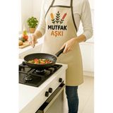 Mutfak Aşkı Nakışlı Keten Mutfak Önlüğü Yıkanabilir 1 Adet 50X70 Cm Standart Beden