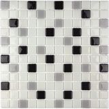 Mutfak, Banyo, Havuz, Sauna, Spa ve Tüm Yüzeyler Için 25X25 mm Beyaz, Siyah, Gri Cam Mozaik.