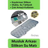Mutfak Banyo Lavabo Silikon Musluk Arkası Mat Oluklu Su Tutucu Tezgah Üstü Bulaşık Kurutma Pedi