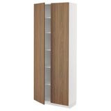Mutfak boy dolabı, TISTORP kahverengi ceviz görünümlü, 80x37x200 cm, 2 kapaklı ve 4 raflı