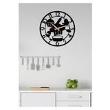 Mutfak - Cafe - Restoran Rakamlı Metal Siyah Duvar Saati - Hediye Saat - 50x50 Cm