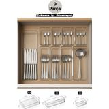 Mutfak Çekmece Organizer, 9 Parça Kaşıklık, Düzenleyici, Çatal ve Kaşık Kutusu - Açık Beyaz - Gri - Seçenek 1