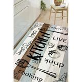 Mutfak Desenli Kitchen Yazılı Baskılı Kaymaz Yıkanabilir Mutfak Halısı Yolluk 60 X 100 Cm Çok Renkli