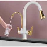 Mutfak Evye Bataryası Dual Flow Su Arıtma Çıkışlı Beyaz/gold