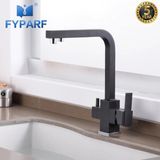 Mutfak Evye Bataryası Dual Flow Su Arıtma Çıkışlı Siyah