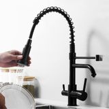 Mutfak Evye Bataryası Dual Flow Su Arıtma Çıkışlı Spiralli Ve Fiskiyeli Mat Siyah