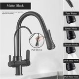 MUTFAK EVYE BATARYASI DUAL FLOW SU ARITMA ÇIKIŞLI YENİ TASARIM MAT SİYAH+4 FARKLI MOD AYARLI İTHAL