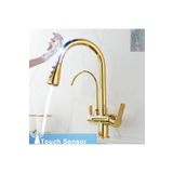 Mutfak Evye Bataryası Smart Dual Flow Su Arıtma Çıkışlı Gold Dokunmatik Spiralli 7 Yıl Garanti