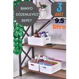 Mutfak Köşesi 3'lü TidyBox Büyük Boy 9.5 Lt Basic Banyo Organizeri Sepet, Dekoratif Buzdolabı Düzenleyici