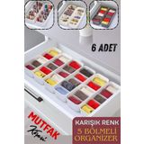 Mutfak Köşesi 5 Bölmeli Düzenleyici, Saat, Takı, Toka, Çorap, İç Çamaşırı Organizeri 6 Adet