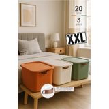 Mutfak Köşesi Boxify XL 20 Lt 3’lü Çok Amaçlı Kapaklı Saklama Kutusu – Büyük Boy Organizer
