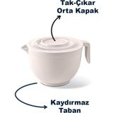 Mutfak Köşesi Brio Kapaklı 3 Litre Çırpma Kabı, Mikser Kase - Karıştırma Kabı - 3 lt - Krem