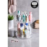 Mutfak Köşesi Lumora 360 Şeffaf 2 Katlı Döner Makyaj & Banyo Organizeri | 24×24 cm Düzenleyici Stand - Beyaz
