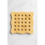 Mutfak Köşesi Nila Doğal Bambu Nihale 16.5X16.5 cm – Delikli Modern Tasarım Isı Yalıtımlı Tencere, Tabak Altlığı - Ahşap
