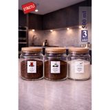 Mutfak Köşesi Pureglass 500 ml 3’lü Ahşap Kapaklı Cam Kavanoz Seti – Çay Kahve Şeker Saklama Kabı