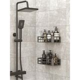 Mutfak Köşesi Yapışkanlı Banyo Rafı 2'li Plastik Organizer Şampuanlık Modern Tasarım - 12 x 27 x 6.5 cm